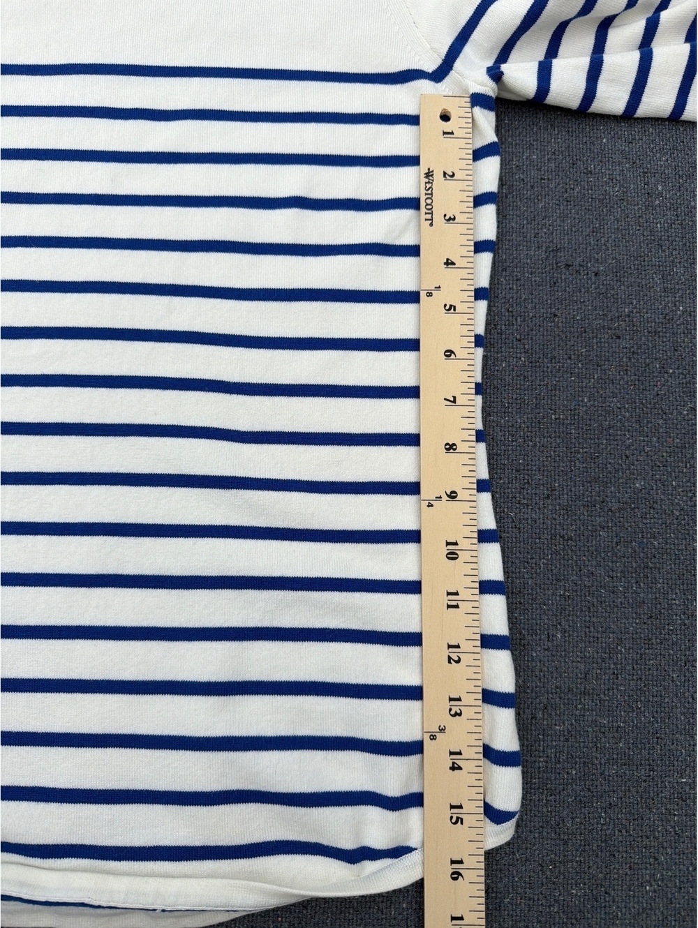 Duluth Trading Women's XS White Blue Striped Crew Neck Sweater - Picture 5 of 8